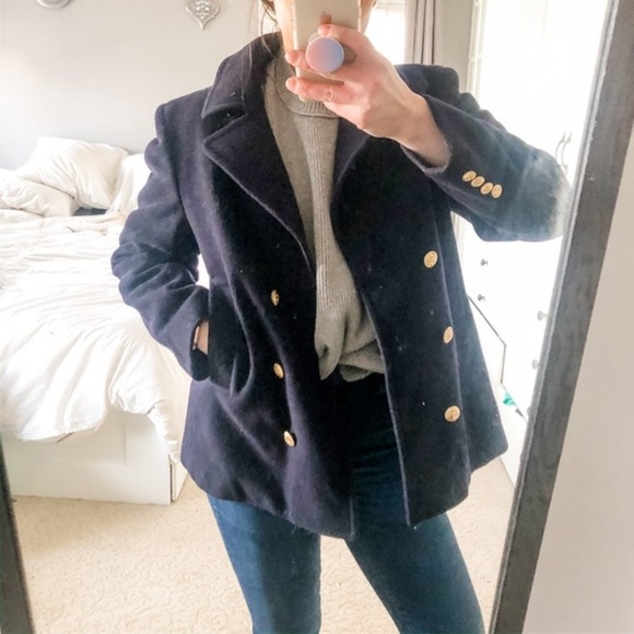 Vintage 100% wool navy peacoat a5* - Picture 2 of 8
